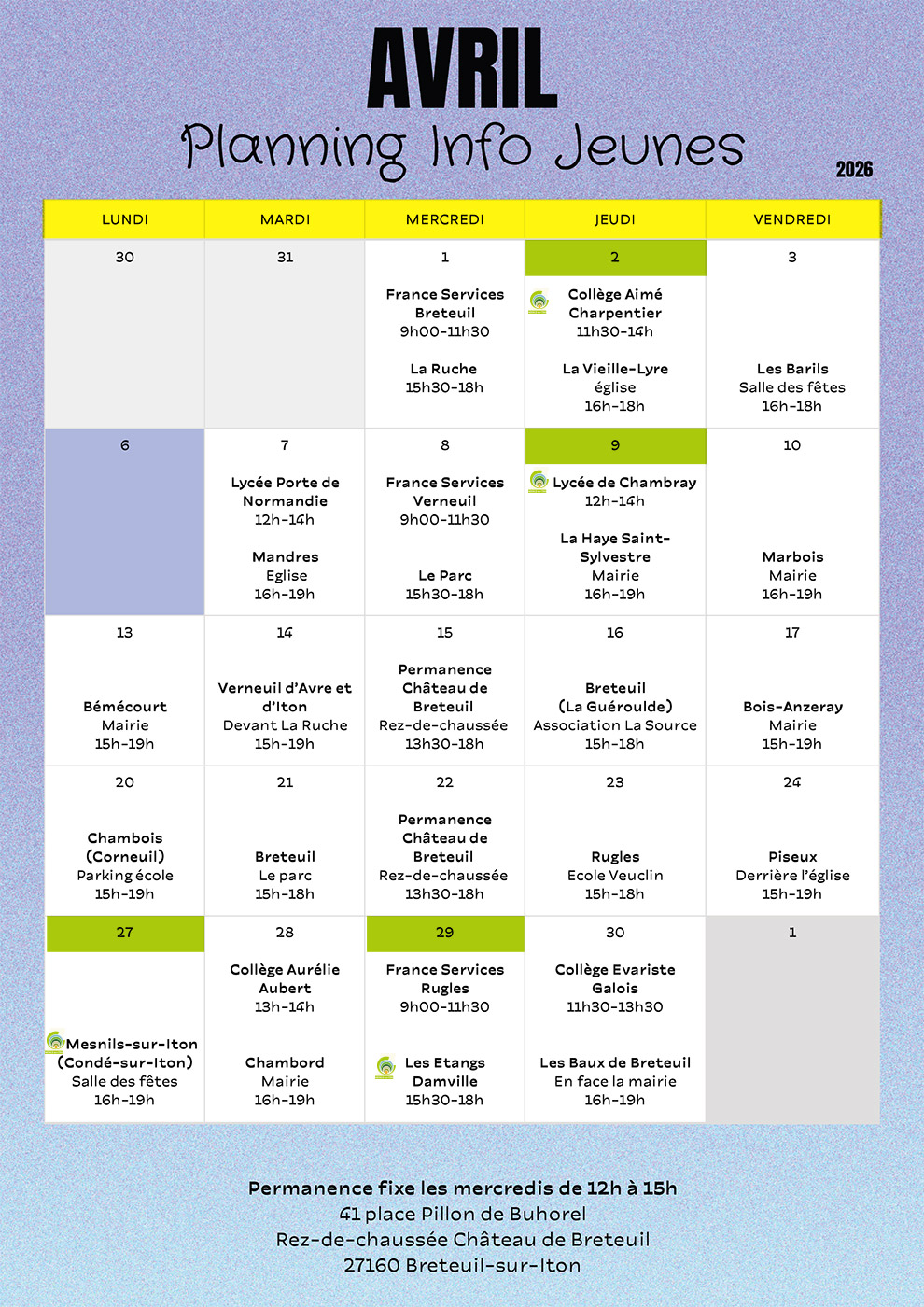 Planning IJ mars avril 2